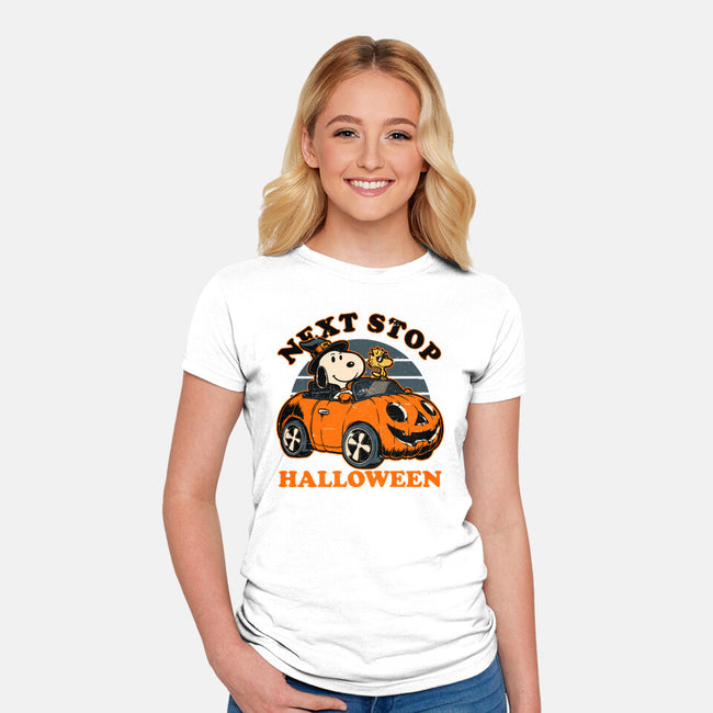 Spooky Beagle Car-Womens-Fitted-Tee-Studio Mootant