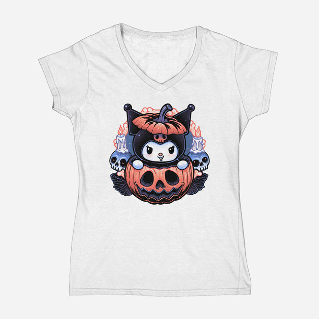 Cute Little Pumpkin-Womens-V-Neck-Tee-glitchygorilla