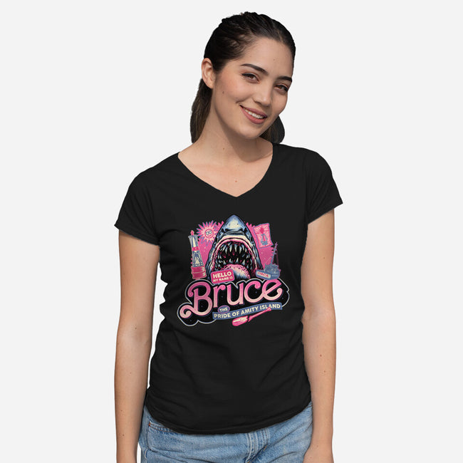 The Pride Of Amity Island-Womens-V-Neck-Tee-glitchygorilla