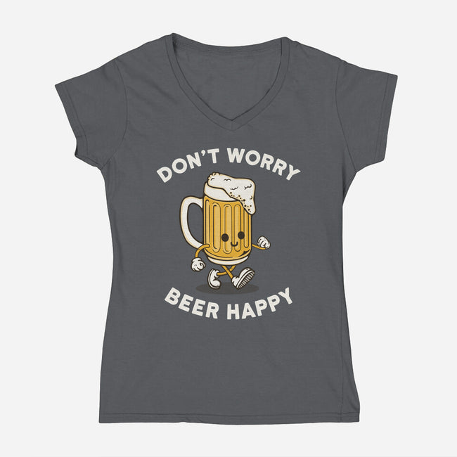 Beery Happy-Womens-V-Neck-Tee-Melonseta