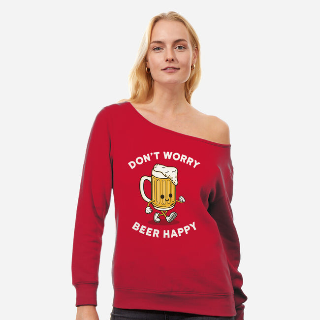 Beery Happy-Womens-Off Shoulder-Sweatshirt-Melonseta