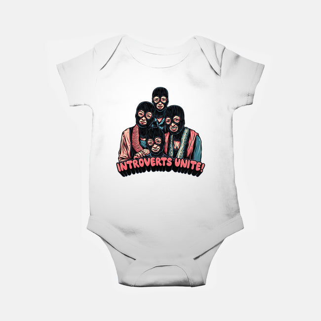 Introverts Unite-Baby-Basic-Onesie-glitchygorilla