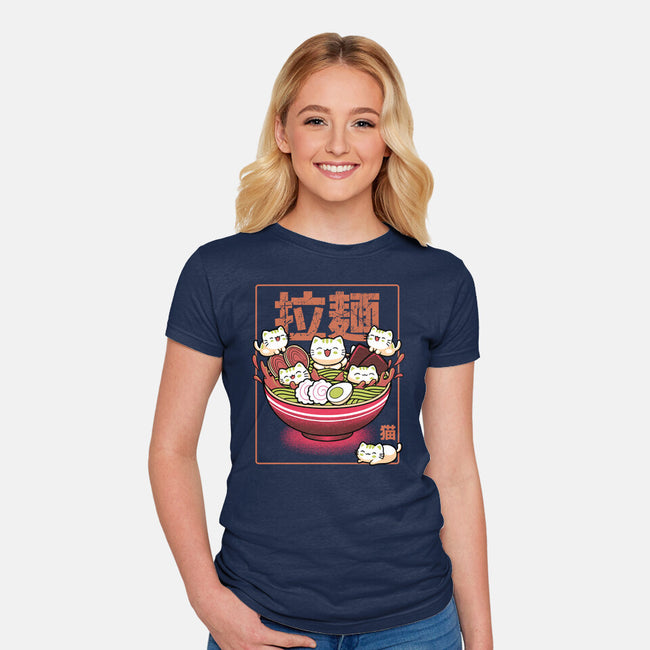 Neko And Ramen-Womens-Fitted-Tee-Astrobot Invention