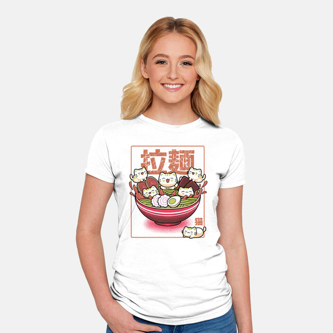 Neko And Ramen-Womens-Fitted-Tee-Astrobot Invention