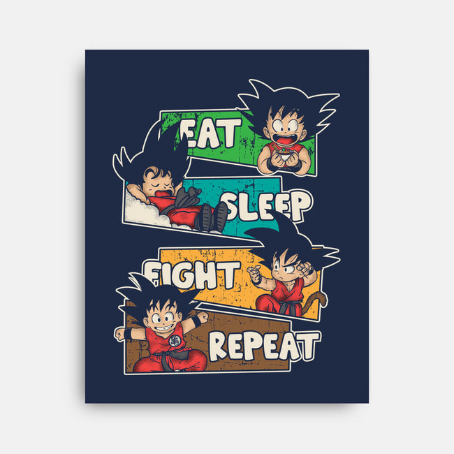 Eat Sleep Fight Repeat-None-Stretched-Canvas-turborat14