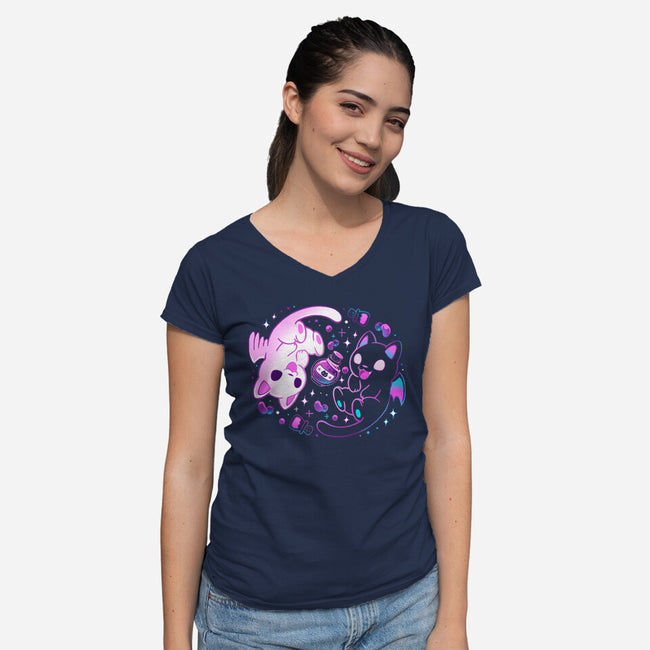 Magic Potions Kittens-Womens-V-Neck-Tee-Vallina84