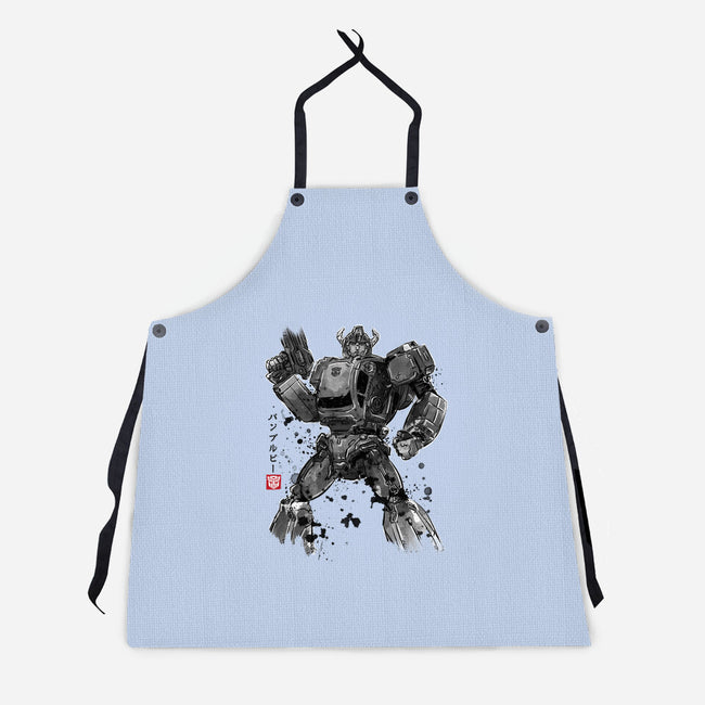 Yellow Bumble Sumi-e-Unisex-Kitchen-Apron-DrMonekers