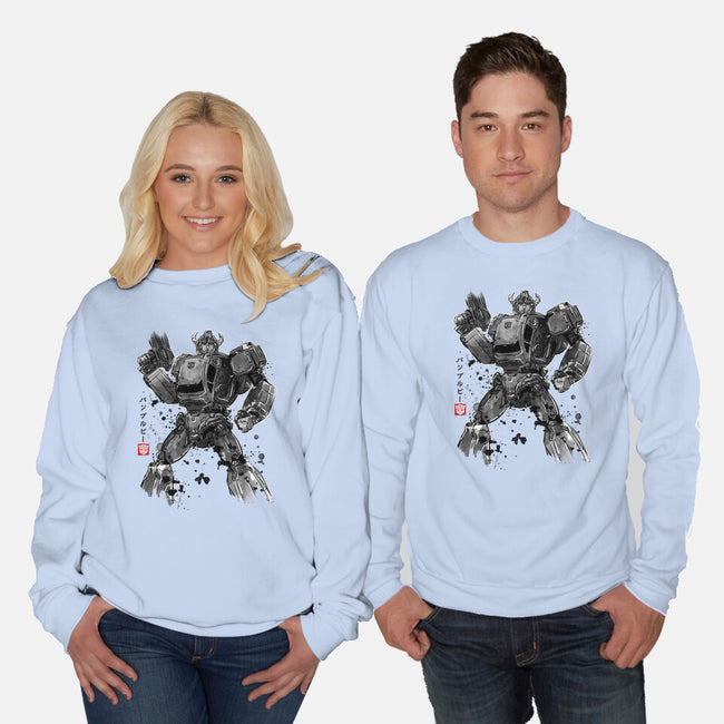 Yellow Bumble Sumi-e-Unisex-Crew Neck-Sweatshirt-DrMonekers