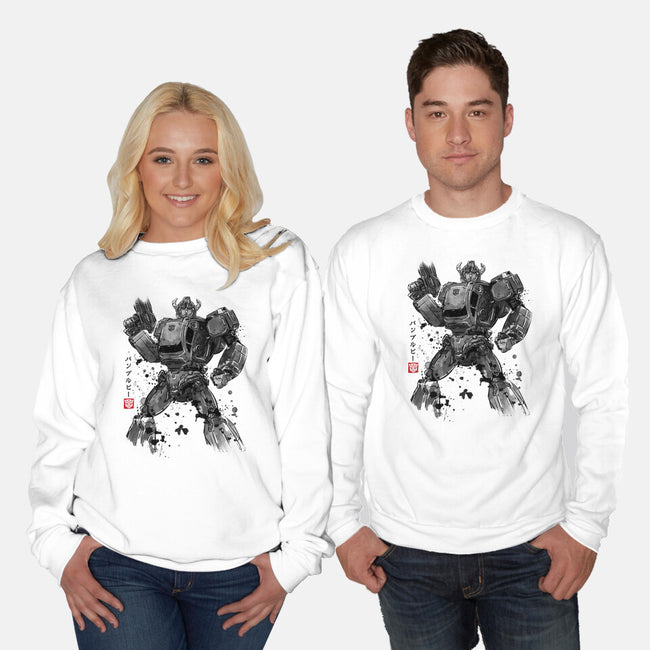 Yellow Bumble Sumi-e-Unisex-Crew Neck-Sweatshirt-DrMonekers