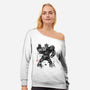 Yellow Bumble Sumi-e-Womens-Off Shoulder-Sweatshirt-DrMonekers