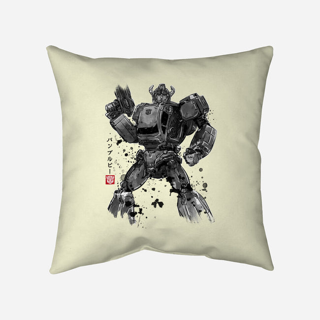 Yellow Bumble Sumi-e-None-Removable Cover w Insert-Throw Pillow-DrMonekers