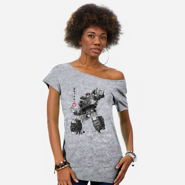 Microcassette Recorder Sumi-e-Womens-Off Shoulder-Tee-DrMonekers