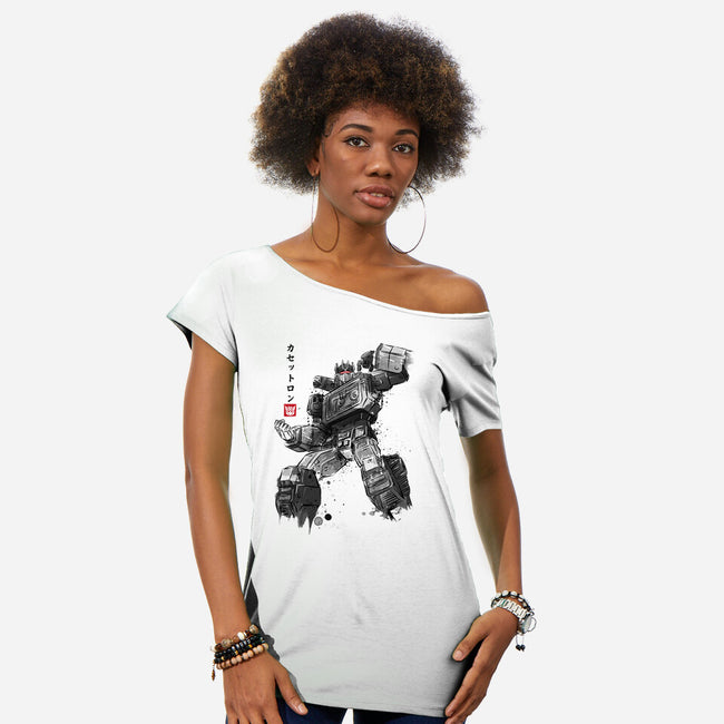 Microcassette Recorder Sumi-e-Womens-Off Shoulder-Tee-DrMonekers