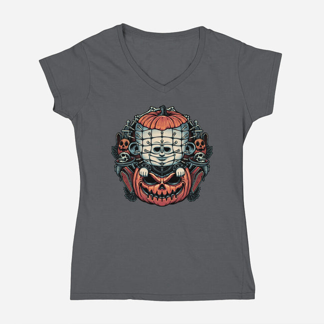 Cute Little Pinhead-Womens-V-Neck-Tee-glitchygorilla