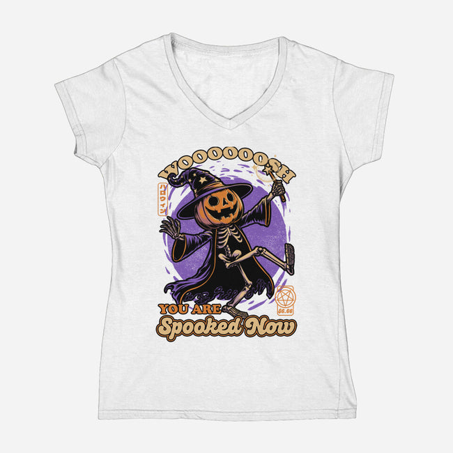 Spooky Pumpkin Wizard-Womens-V-Neck-Tee-Studio Mootant