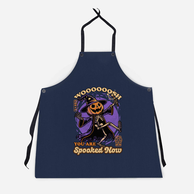 Spooky Pumpkin Wizard-Unisex-Kitchen-Apron-Studio Mootant