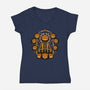 Halloween Pumpkin God-Womens-V-Neck-Tee-Studio Mootant