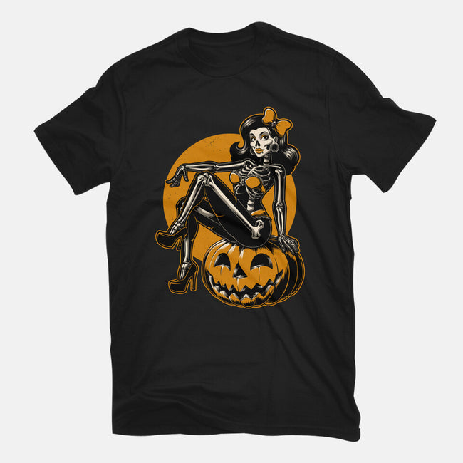 Halloween Pinup-Womens-Basic-Tee-Studio Mootant