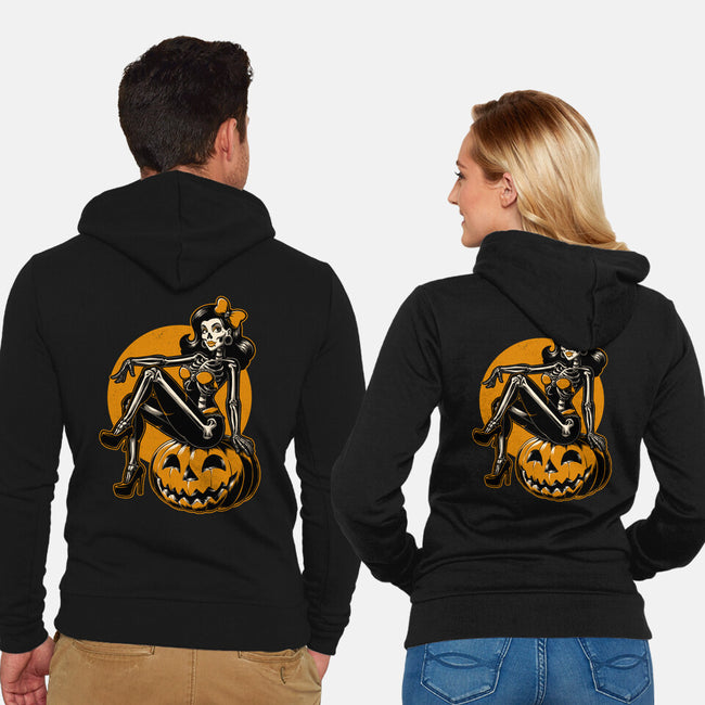 Halloween Pinup-Unisex-Zip-Up-Sweatshirt-Studio Mootant