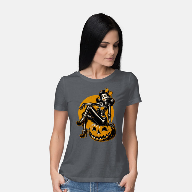 Halloween Pinup-Womens-Basic-Tee-Studio Mootant