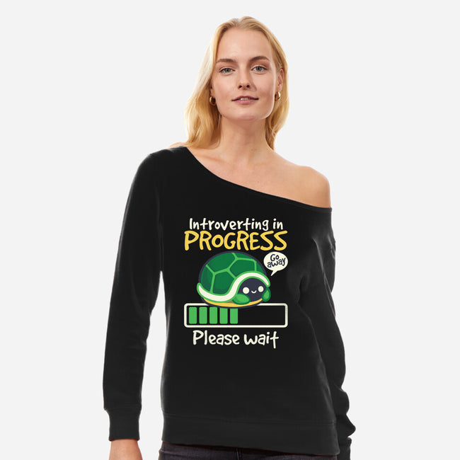 Turtle Introverting-Womens-Off Shoulder-Sweatshirt-NemiMakeit