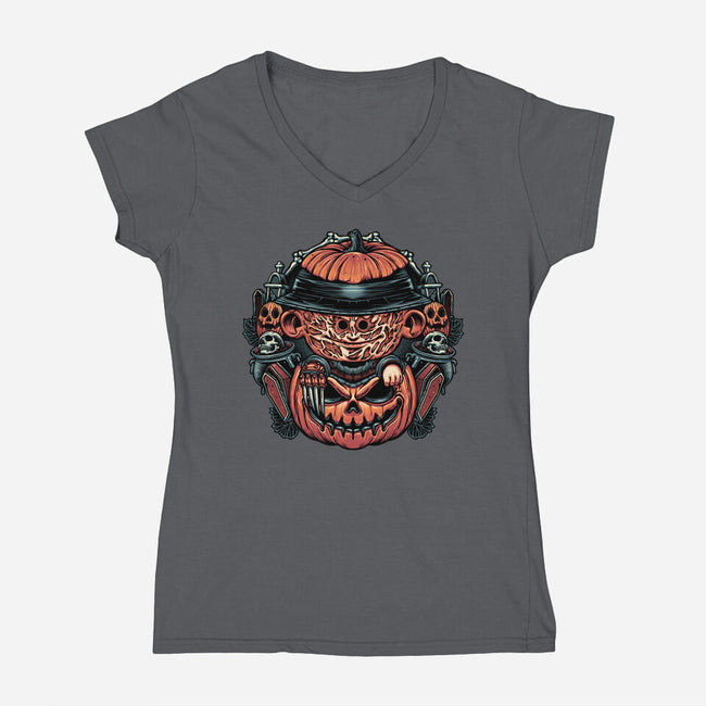 Cute Little Nightmare-Womens-V-Neck-Tee-glitchygorilla