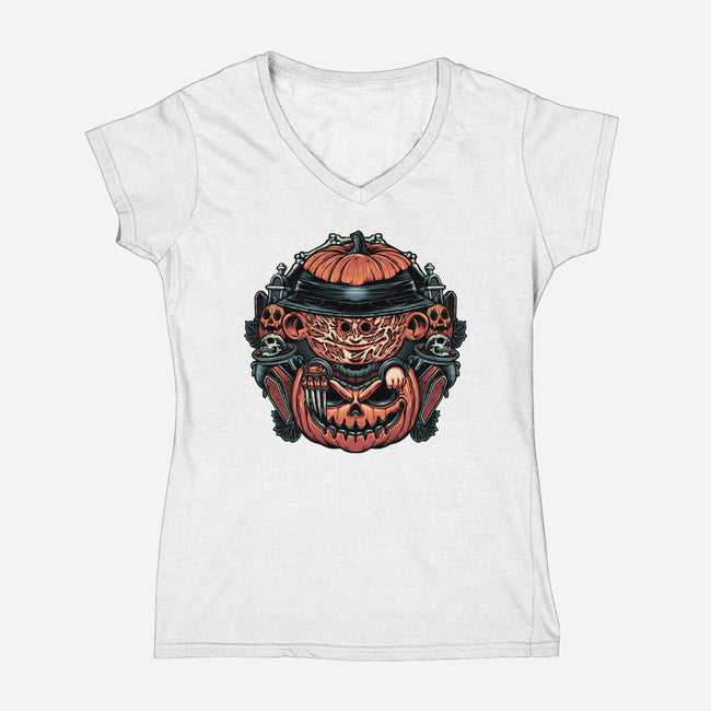 Cute Little Nightmare-Womens-V-Neck-Tee-glitchygorilla