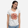 Autumn Leaf Fox-Womens-V-Neck-Tee-TechraNova