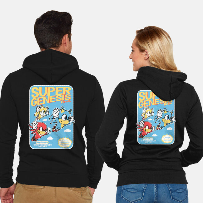 Super Genesis Bros-Unisex-Zip-Up-Sweatshirt-naomori