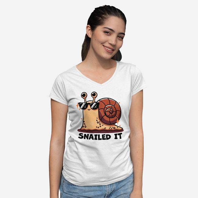 Snailed It-Womens-V-Neck-Tee-fanfreak1