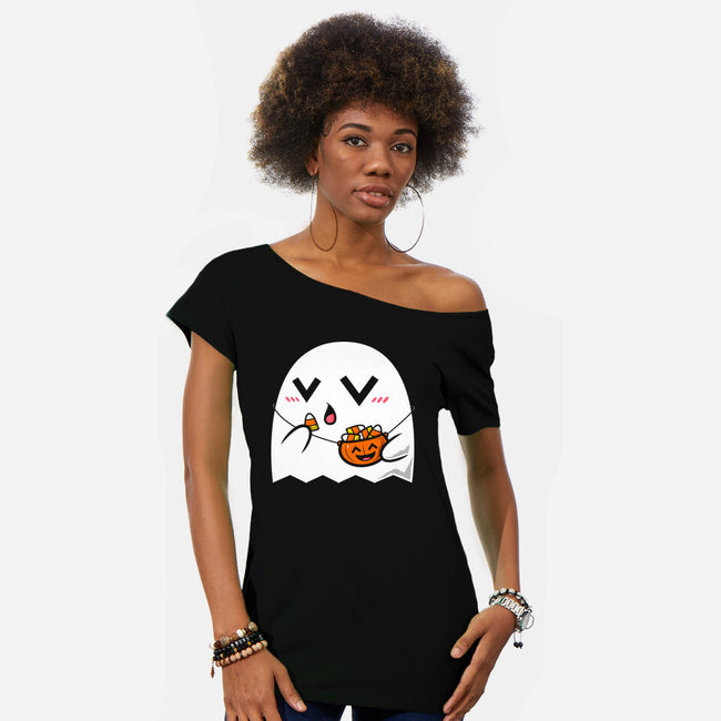 Kawaii Ghost-Womens-Off Shoulder-Tee-krisren28