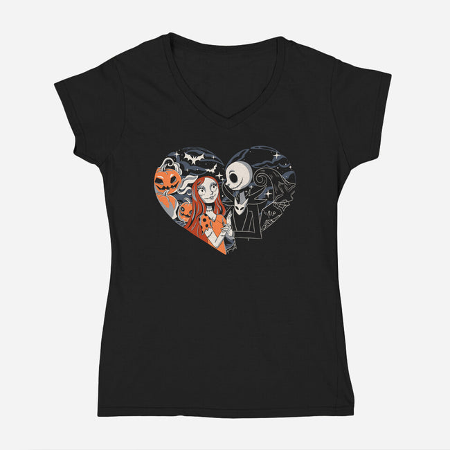 Jack And Sally-Womens-V-Neck-Tee-yumie