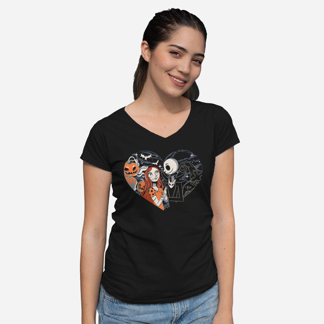 Jack And Sally-Womens-V-Neck-Tee-yumie