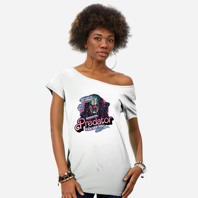 Predator Can See You-Womens-Off Shoulder-Tee-glitchygorilla