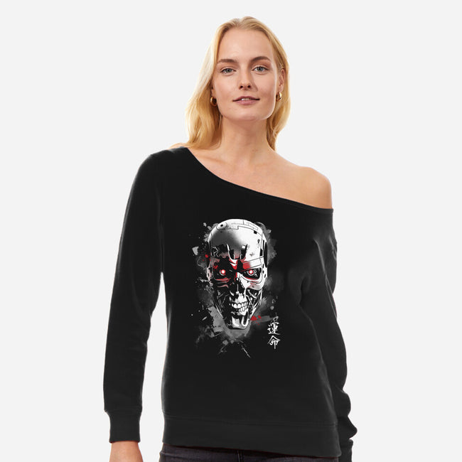 Ink T-800-Womens-Off Shoulder-Sweatshirt-ddjvigo