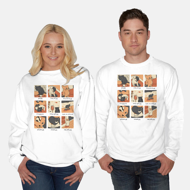 Cat Meme-Unisex-Crew Neck-Sweatshirt-yumie