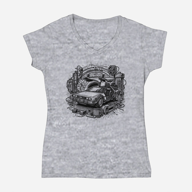 The Time Machine Returns-Womens-V-Neck-Tee-Joel