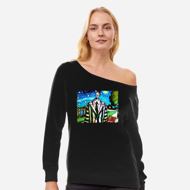 Bob Van Gogh-Womens-Off Shoulder-Sweatshirt-Millersshoryotombo