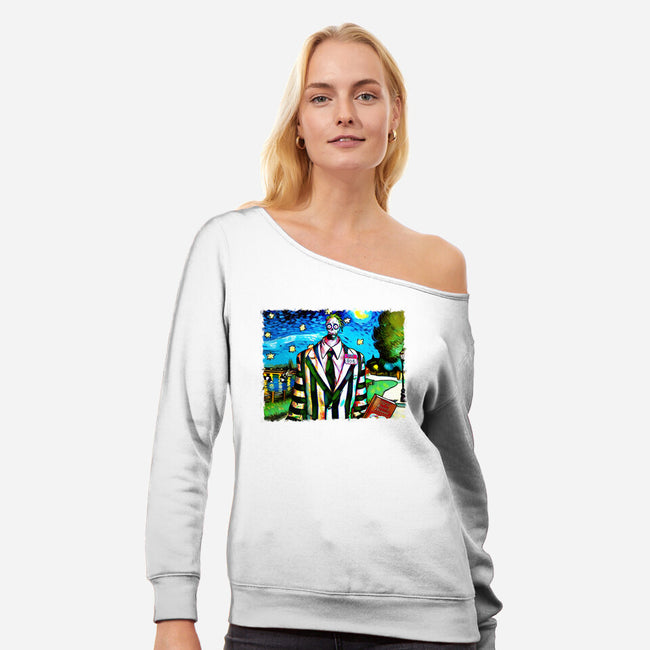 Bob Van Gogh-Womens-Off Shoulder-Sweatshirt-Millersshoryotombo