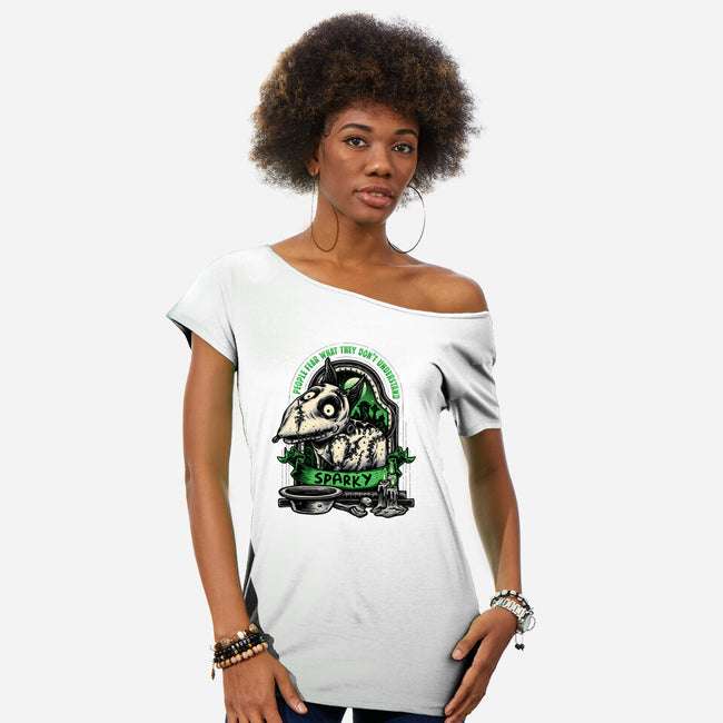 Halloween Dog-Womens-Off Shoulder-Tee-glitchygorilla