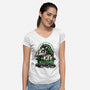 Halloween Dog-Womens-V-Neck-Tee-glitchygorilla