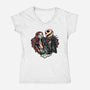 Skeleton Love-Womens-V-Neck-Tee-glitchygorilla