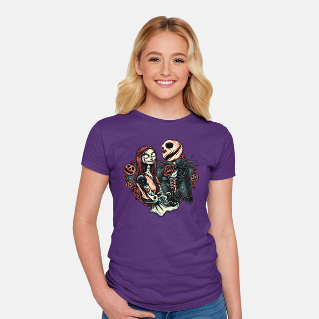 Skeleton Love-Womens-Fitted-Tee-glitchygorilla