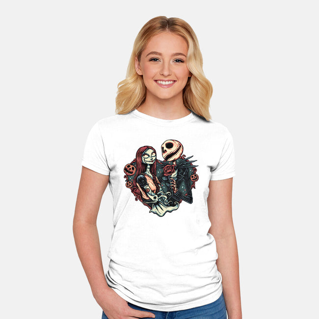 Skeleton Love-Womens-Fitted-Tee-glitchygorilla