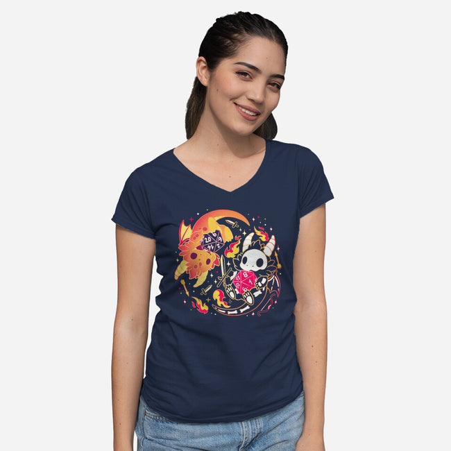 Winner Loser Dice Dragon-Womens-V-Neck-Tee-Vallina84