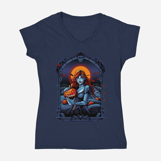 Autumn Wind-Womens-V-Neck-Tee-daobiwan