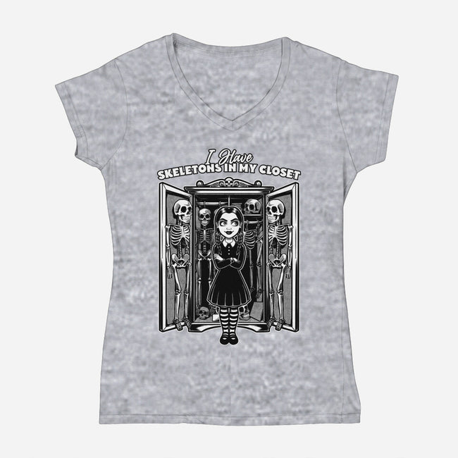 Skeleton Closet-Womens-V-Neck-Tee-Studio Mootant