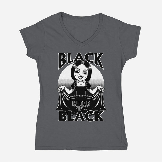 New Black Goth Dress-Womens-V-Neck-Tee-Studio Mootant