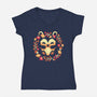 Cute Autumn Hedgehog-Womens-V-Neck-Tee-NemiMakeit