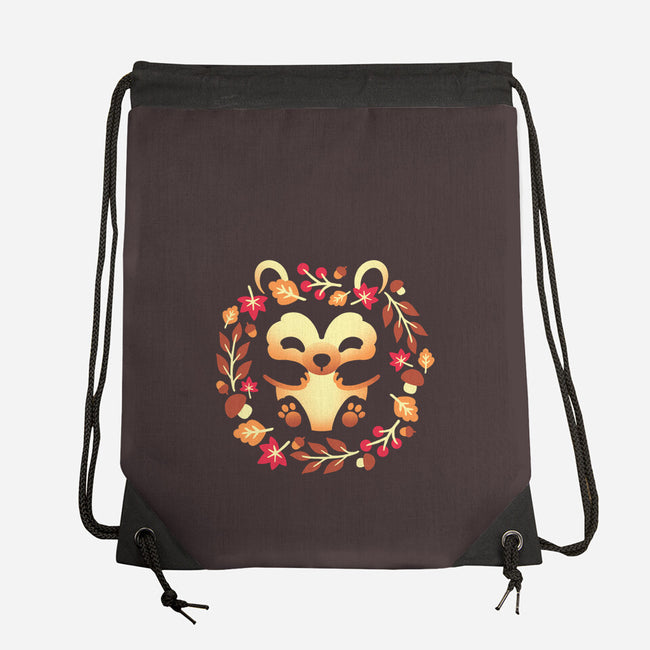 Cute Autumn Hedgehog-None-Drawstring-Bag-NemiMakeit